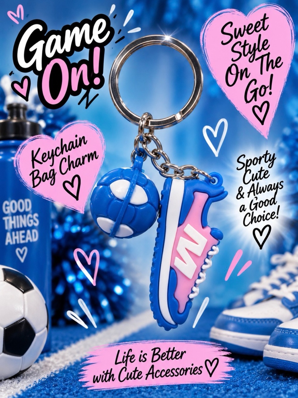 Soccer Ball & Shoe Keychain Bag Charm